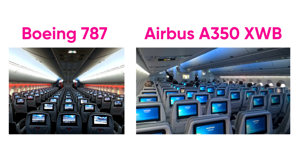 Boeing 787 and Airbus A350 XWB cabins